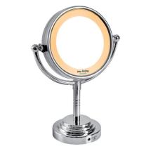 Specchio Tondo Luminoso 38x36x30-Luce ruotabile a 360°-3 batterie AA incluse